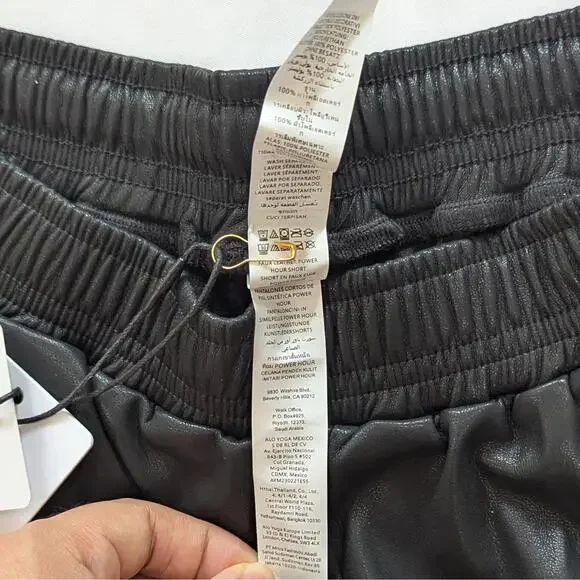 Alo Yoga Faux Leather Power Hour Shorts Size Large Black NWT - Picture 6 of 8